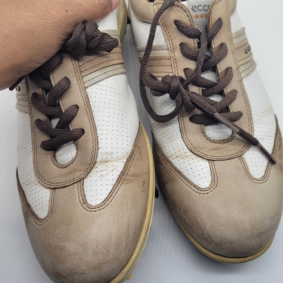 ECCO Women's Hydromax Tan White Golf Shoes Size 41 US 10 Round Toe - Picture 12 of 15
